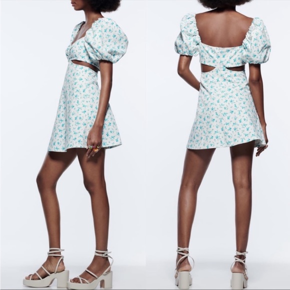 New Zara Floral Cut Out Dress - Picture 15 of 16